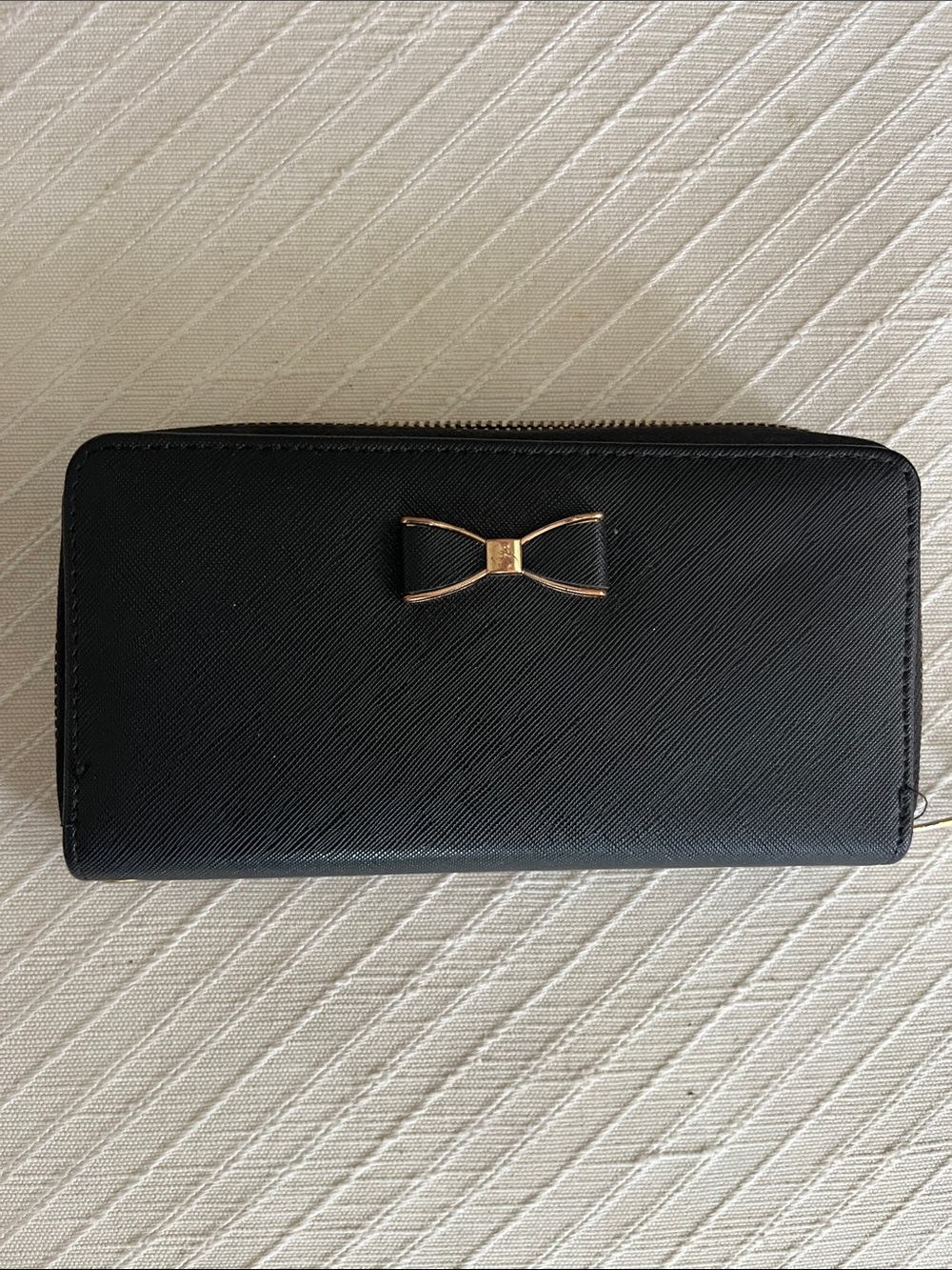 Black Bow Zip-Around Women's Wallet